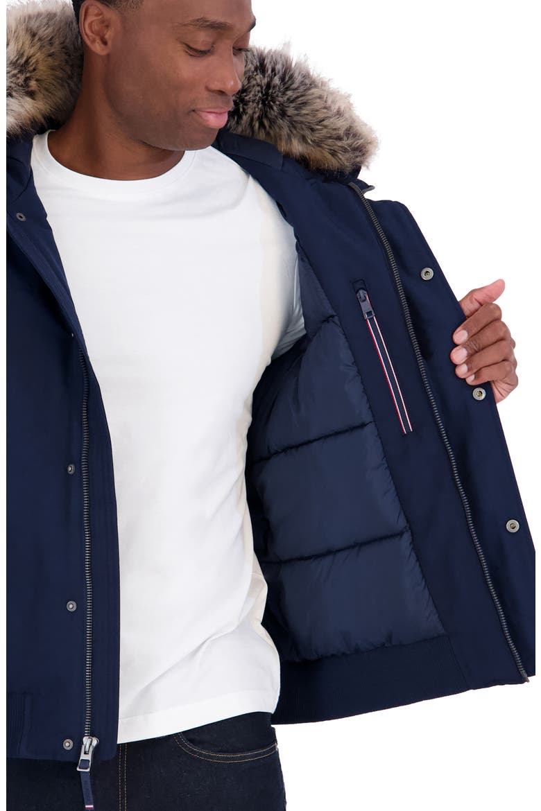 Snorkel Water Resistant Bomber Jacket with Faux Fur Trim, Alternate, color, MIDNIGHT