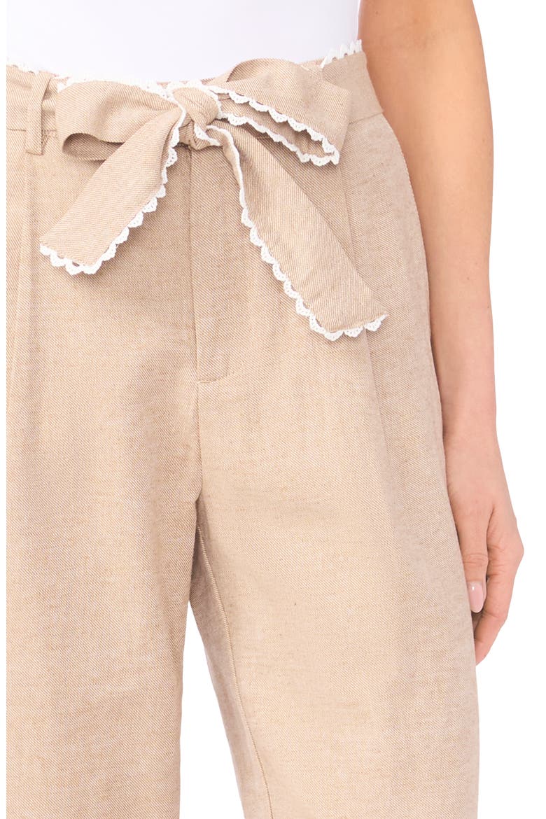 Bow Tie Waist Ankle Wide Leg Pants, Alternate, color, TOFFEE
