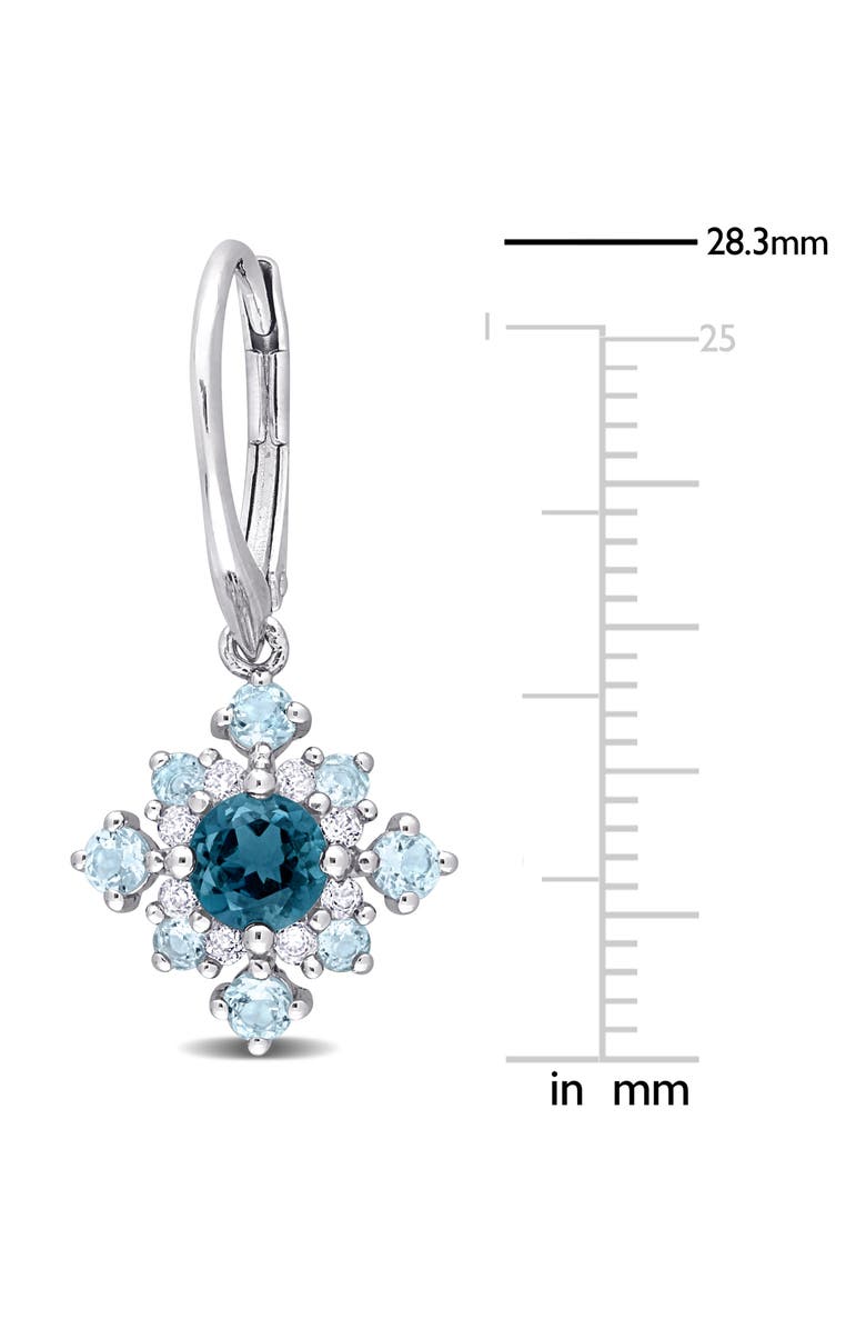 DELMAR London Blue Topaz & White Topaz Drop Earrings, Alternate, color, Blue