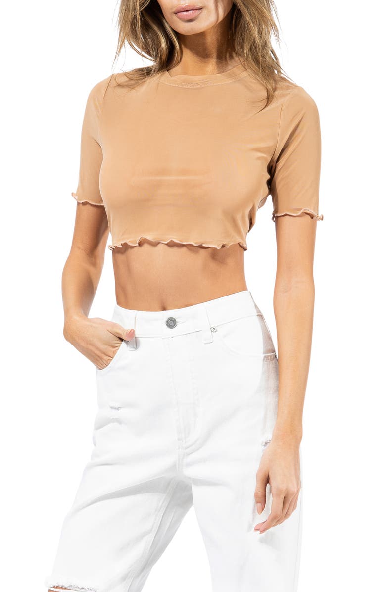 AFRM Isla Mesh Crop Shirt, Main, color, 