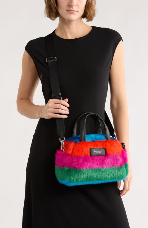 Kate Spade New York Puffed Faux-fur Stripe Satchel In Multi