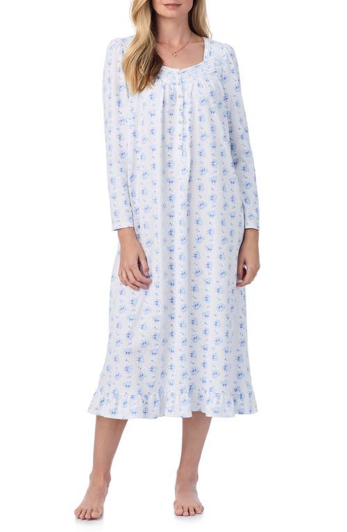 Eileen West Long Sleeve Cotton Jersey Nightgown in Dot Bqt 