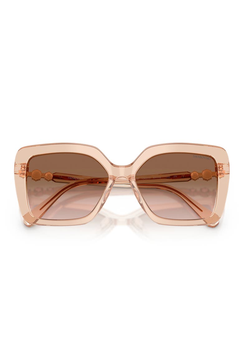 57mm Butterfly Sunglasses, Alternate, color, TRANSPARENT BEIGE / BROWN