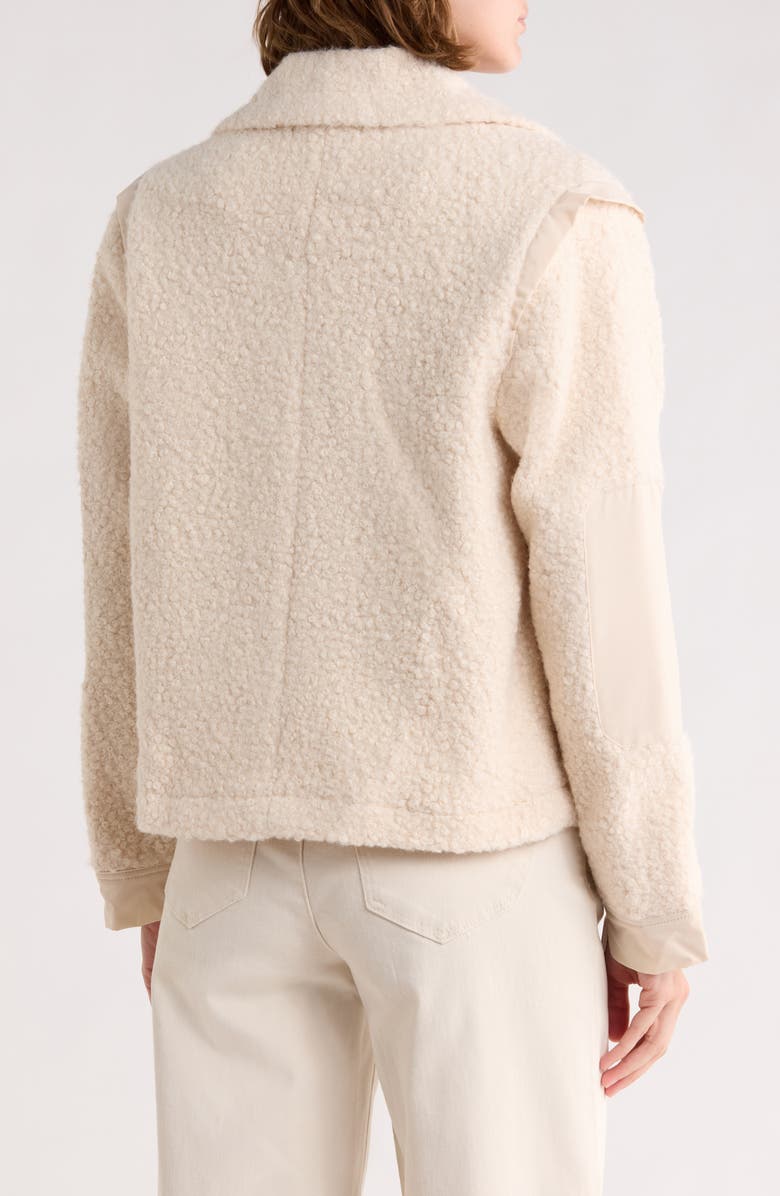 Democracy Faux Shearling Zip Front Jacket, Alternate, color, Blanched Almond