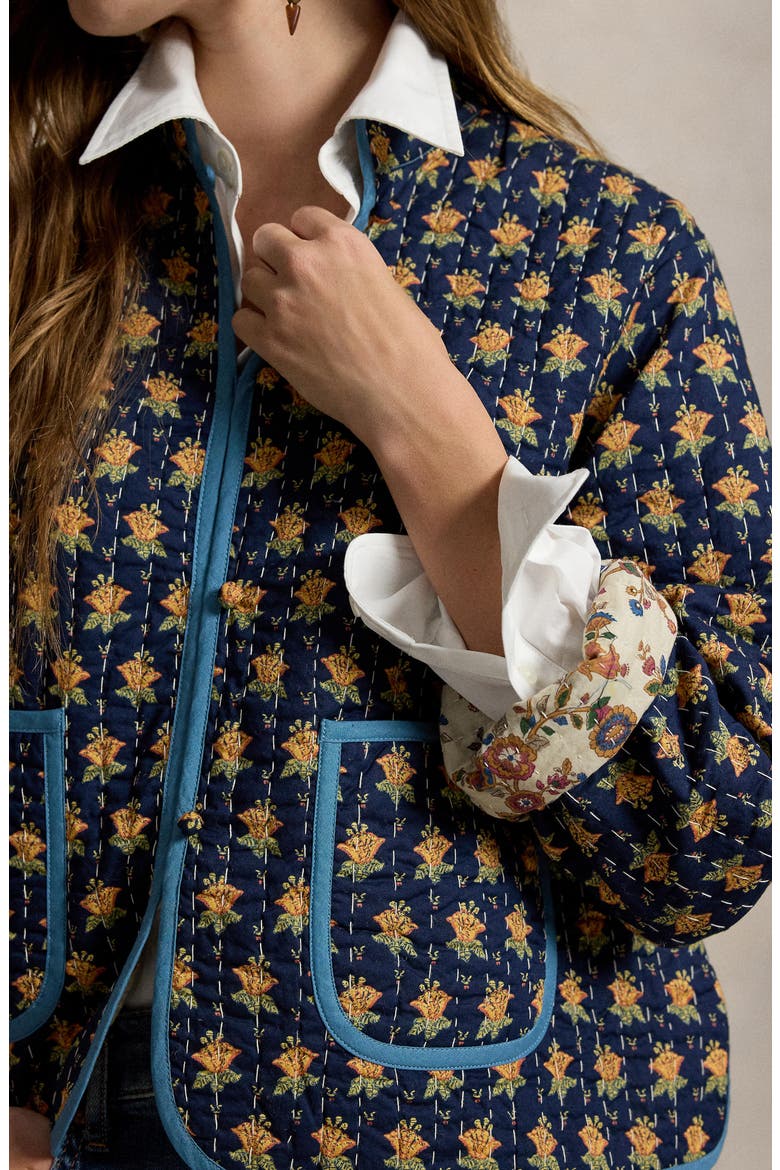 Reversible Quilted Floral Cotton Jacket, Alternate, color, NAVY MULTI