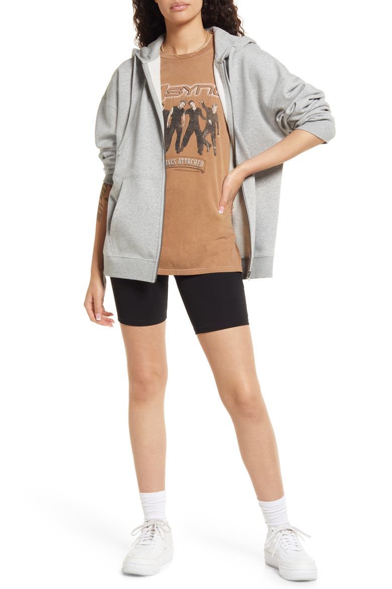 Oversize Organic Cotton Blend Zip Hoodie, Alternate, color, GREY HEATHER