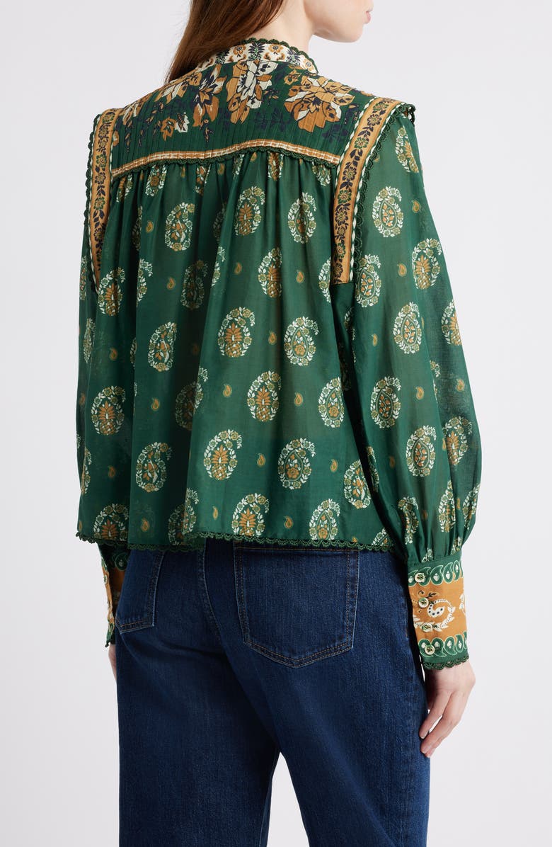 FARM Rio Tayla Paisley Cotton Button-Up Shirt, Alternate, color, Green