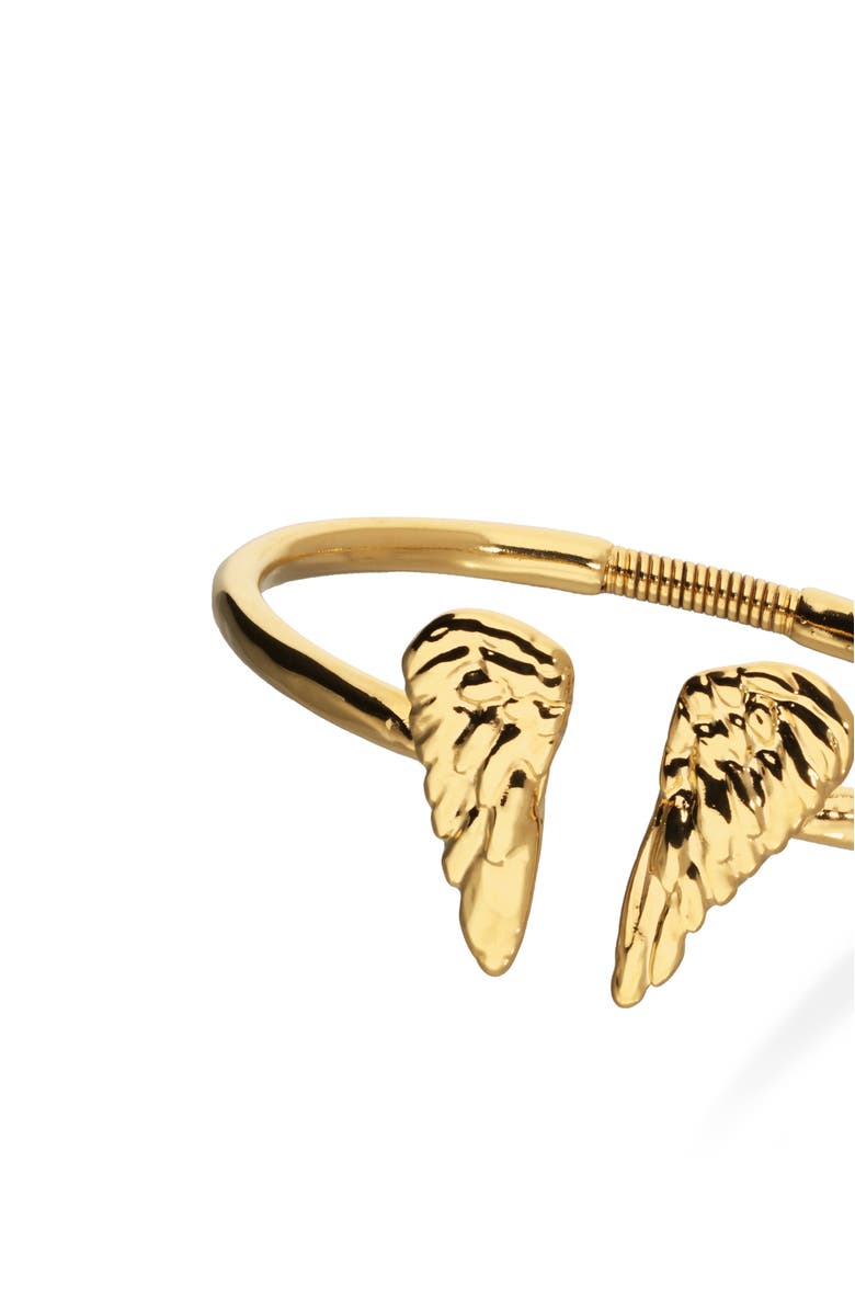 UNODE50 18K Gold-Plated Rigid Bracelet With Wing Detail At The Ends, Alternate, color, Metallic Gold