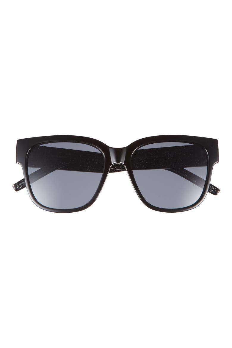 Square Sunglasses, Main, color, SOLID BLACK SILVER GLITTER