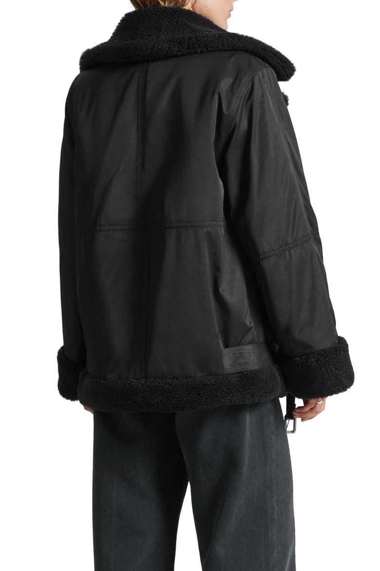 Aviator Jacket, Alternate, color, BLACK W. WHITE PILE DETAILS