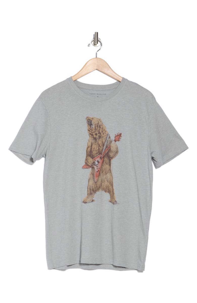 Lucky Brand Rockin' Bear Graphic T-Shirt, Alternate, color, Light Heather Grey