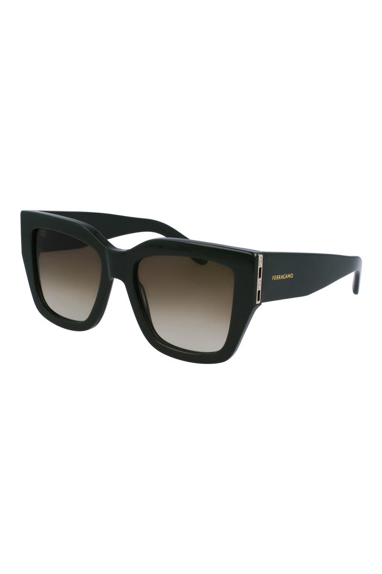 Gancini 55mm Modified Rectangular Sunglasses, Alternate, color, DARK GREEN