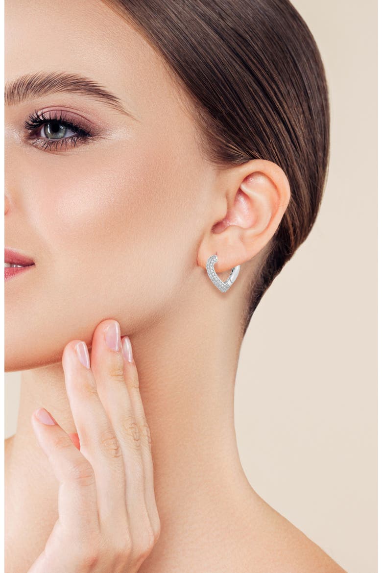 Cubic Zirconia Dagger Hoop Earrings, Alternate, color, SILVER