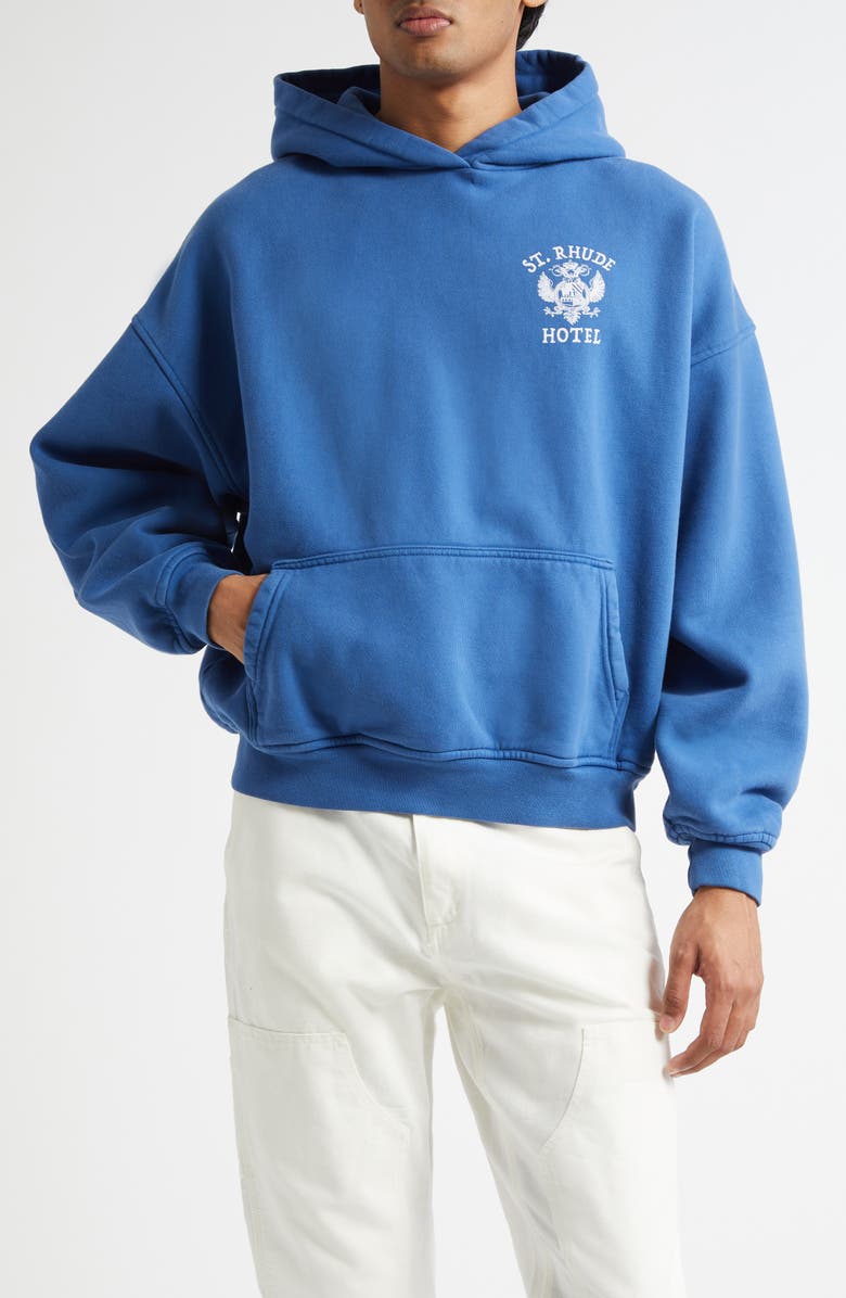 Rhude St. Rhude Seal Fleece Graphic Hoodie, Main, color, Royal Blue 0605