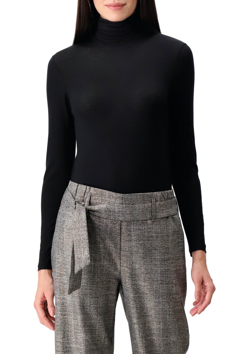 Perfect Line Modal & Cashmere Blend Turtleneck Top, Main, color, BLACK