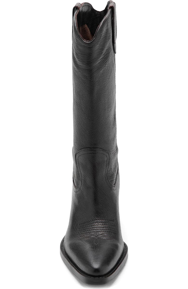 MANGO Leather Western Boot, Alternate, color, Chocolate