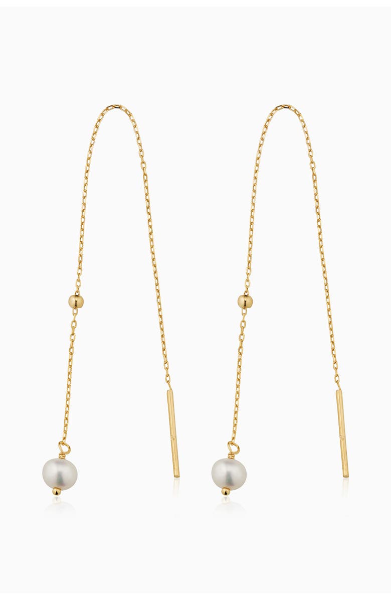 Oradina 14K Yellow Gold Pearl Girl Threaders, Main, color, Yellow Gold