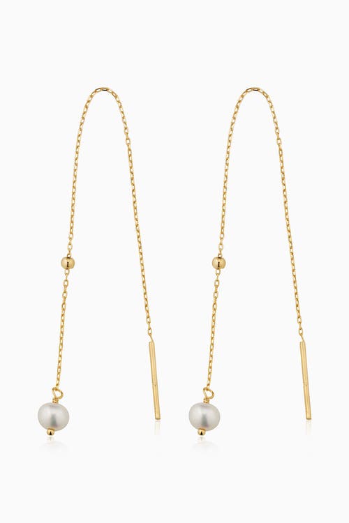 Oradina 14K Yellow Gold Pearl Girl Threaders 