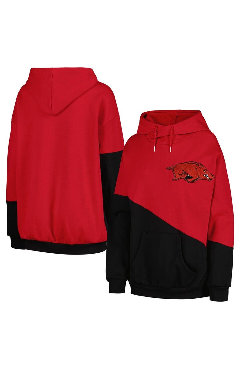 GAMEDAY COUTURE Women's Gameday Couture Cardinal/Black Arkansas Razorbacks Matchmaker Diagonal Cowl Pullover Hoodie, Main, color, Cardinal