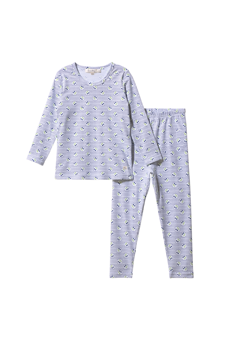 Boy Cherry Cotton Modal Long Sleeve Top & Elastic Waist Pants Lounge Set, Main, color, White/Navy