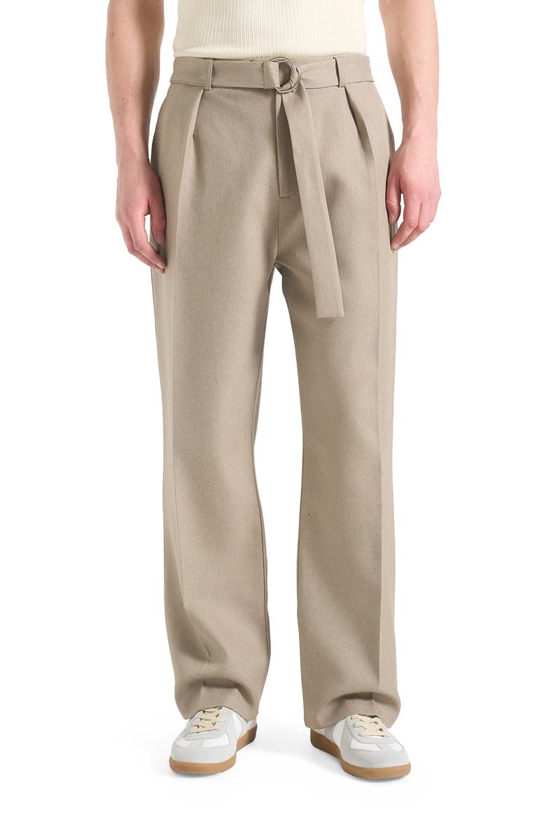 Louis Relaxed Fit Belted Tailored Trousers, Alternate, color, Beige