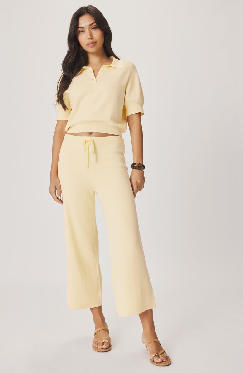 Splendid Christa Crop Polo Sweater, Alternate, color, Honeysuckle Yellow