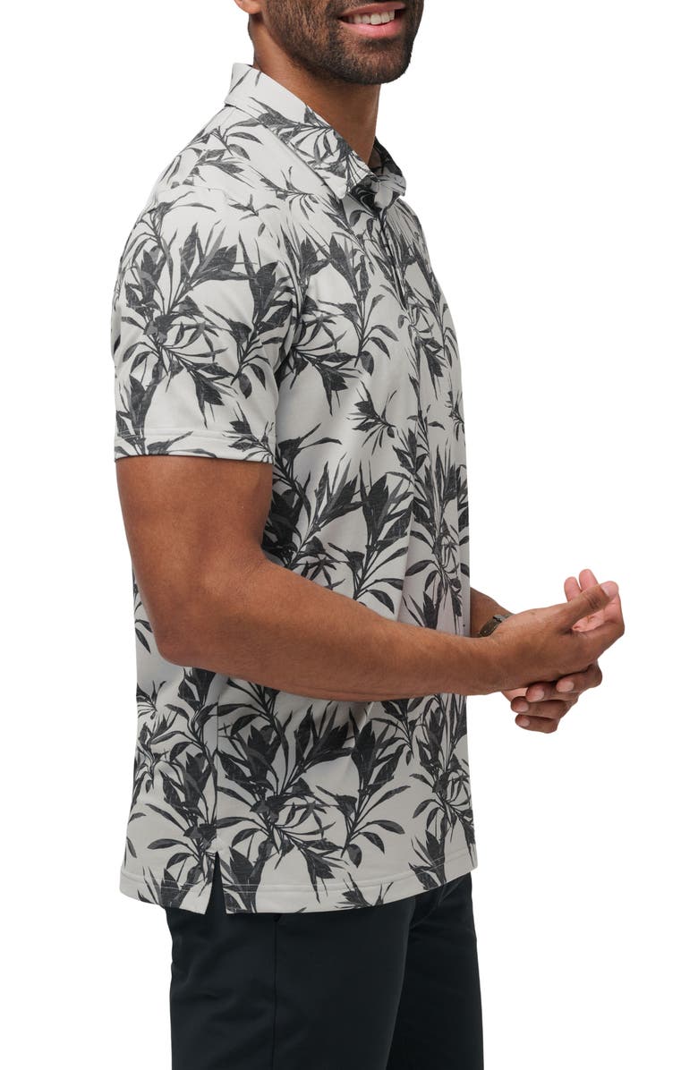 TravisMathew Featherweight Coast Leaf Print Piqué Polo, Alternate, color, Vanilla Ice