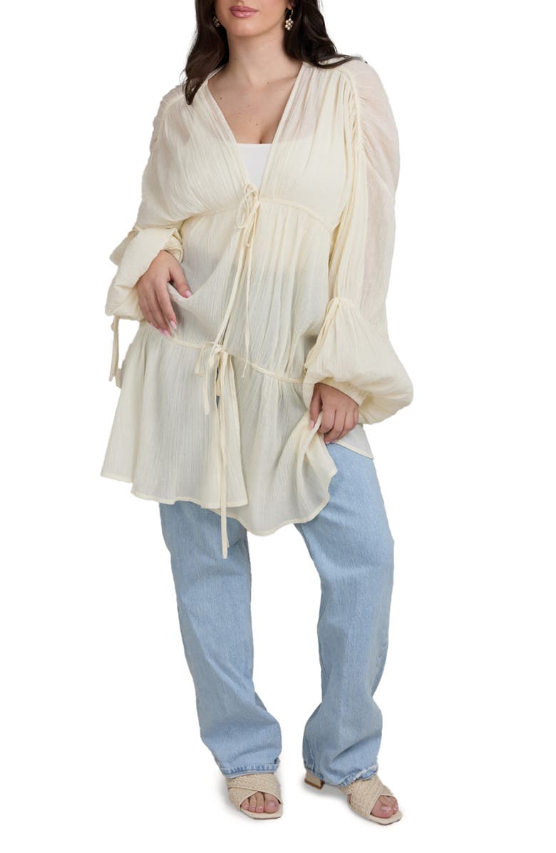 SAACHI Ruffle Tie Front Top, Main, color, 