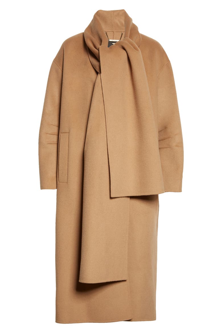 Solanna Scarf Collar Coat, Alternate, color, CAMEL