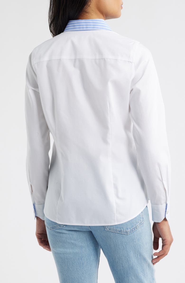 Foxcroft Dianna Stripe Button-Up Shirt, Alternate, color, White Blue