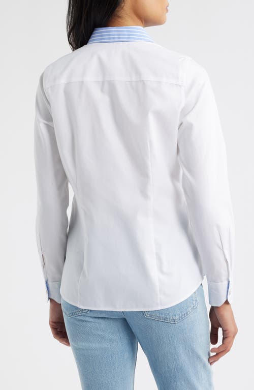 Foxcroft Dianna Stripe Button-up Shirt In White