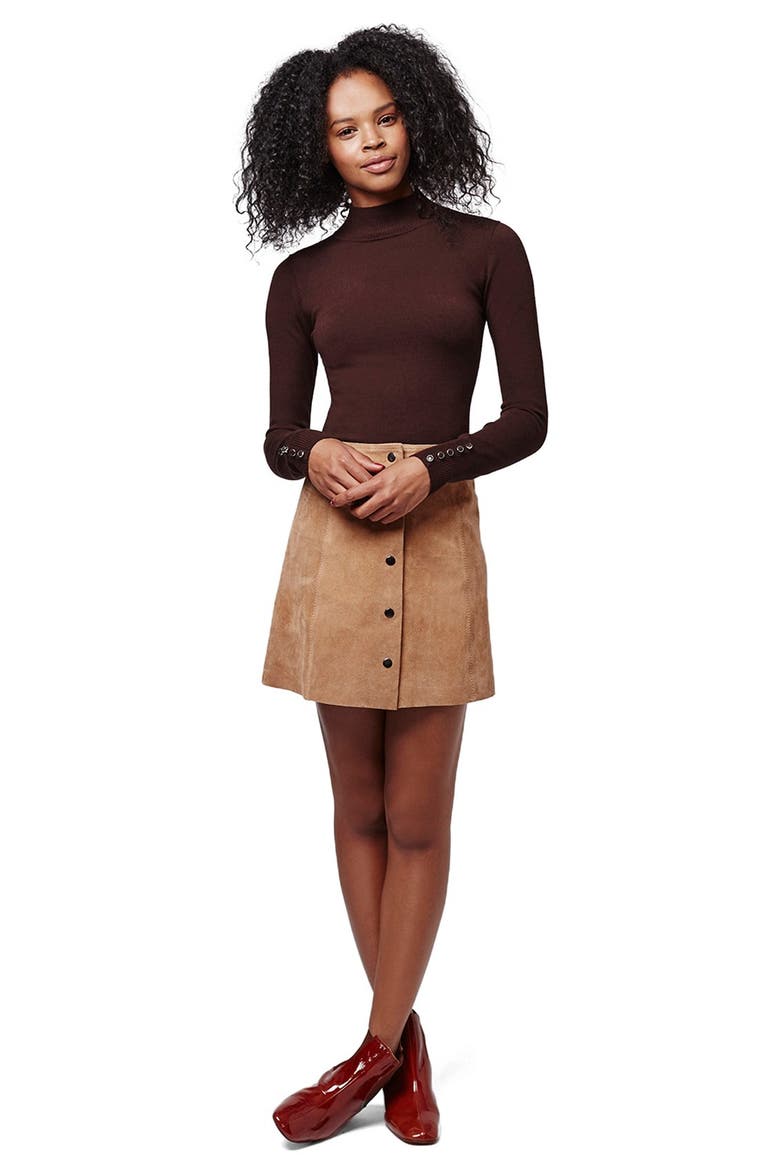 Funnel Neck Long Sleeve Top, Alternate, color, BURGUNDY