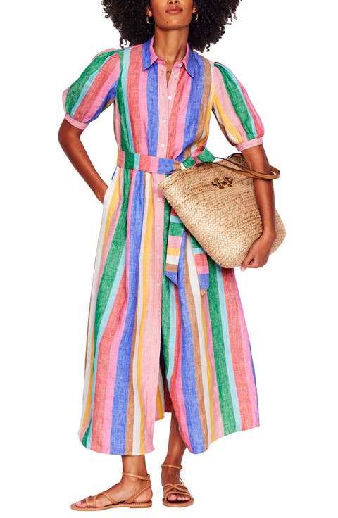 Alexa Stripe Linen Shirtdress