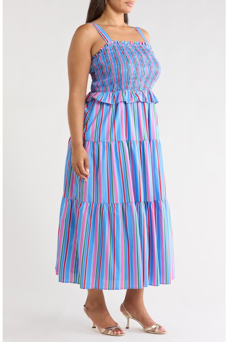 Jaimie Stripe Smocked Sleeveless Maxi Dress, Alternate, color, PINK-BLUE-GRN