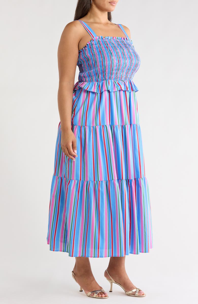 SUGARLIPS Jaimie Stripe Smocked Sleeveless Maxi Dress, Alternate, color, Pink-Blue-Grn