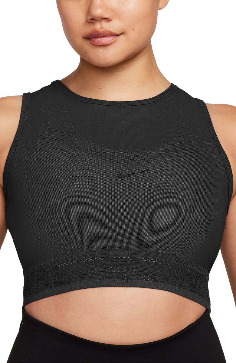 Nike Pro Mesh Crop Tank, Main, color, 010 Black/White