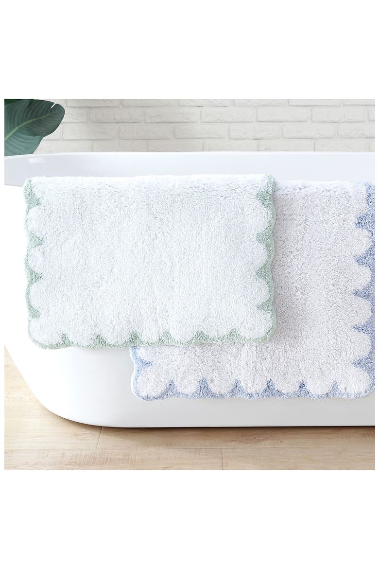 Scallop Detail Cotton Bath Mat, Alternate, color, BLUE