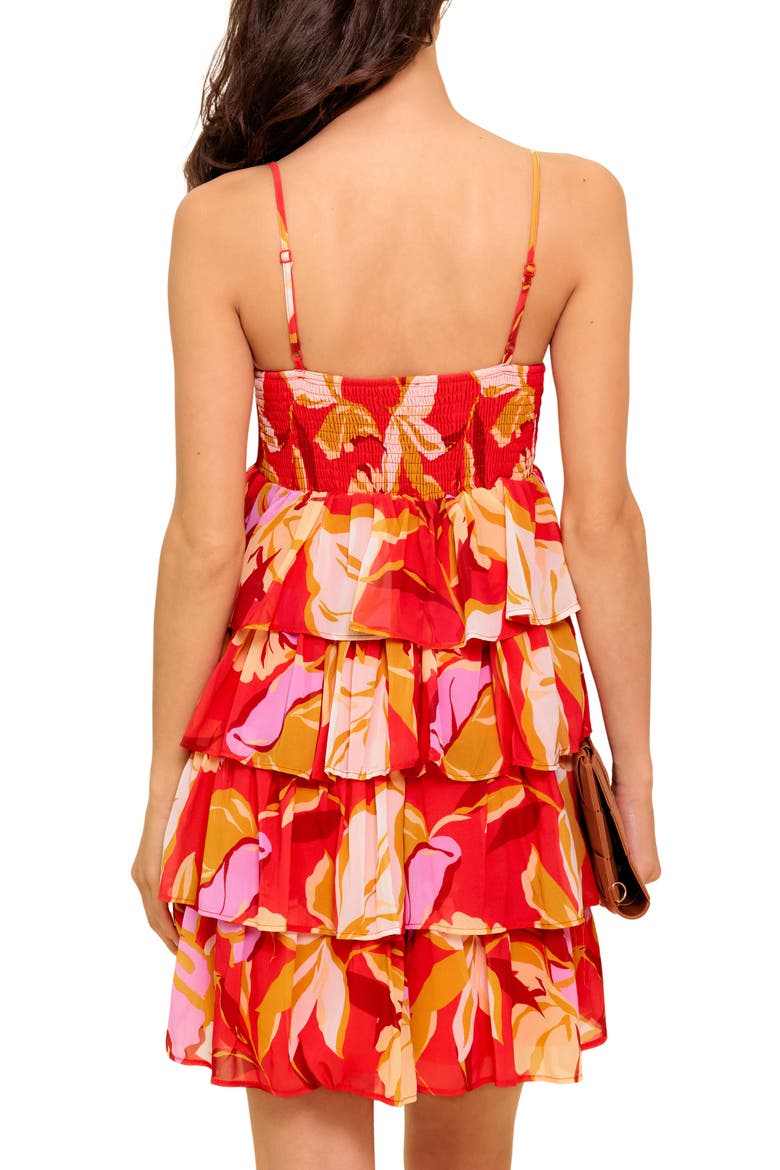 Floral Plunge Neck Minidress, Alternate, color, RED