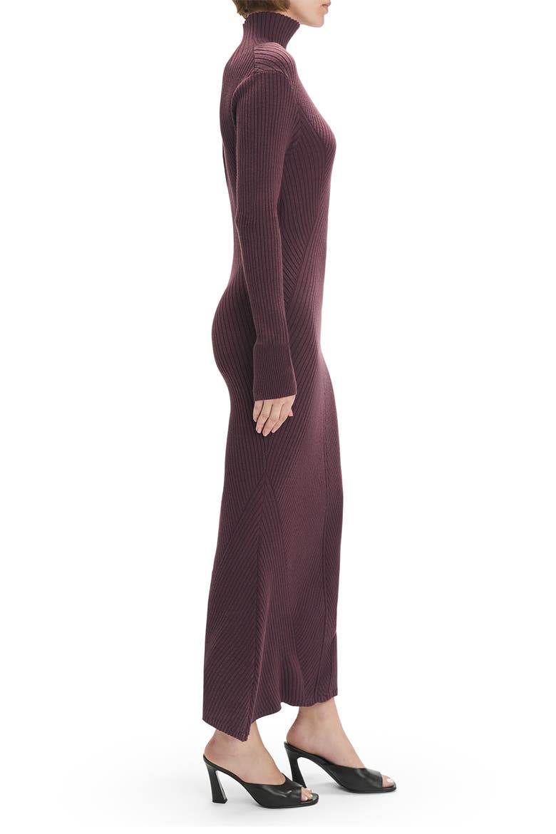 Be Your Girl Long Sleeve Merino Wool Blend Rib Sweater Dress, Alternate, color, BURGUNDY DAHLIA