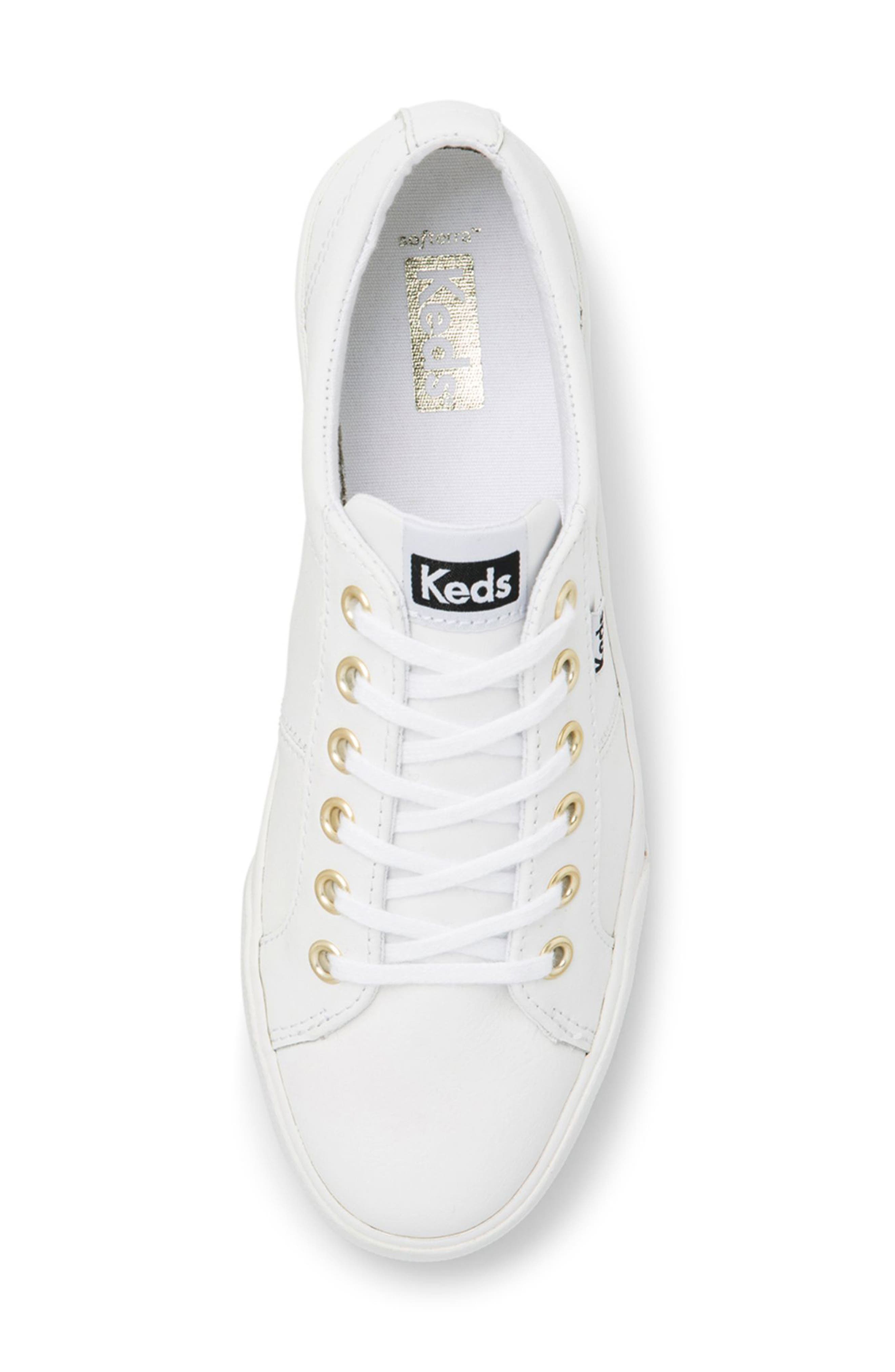Jump Kick Duo Leather Lace-Up Sneaker, Alternate, color, WHITE