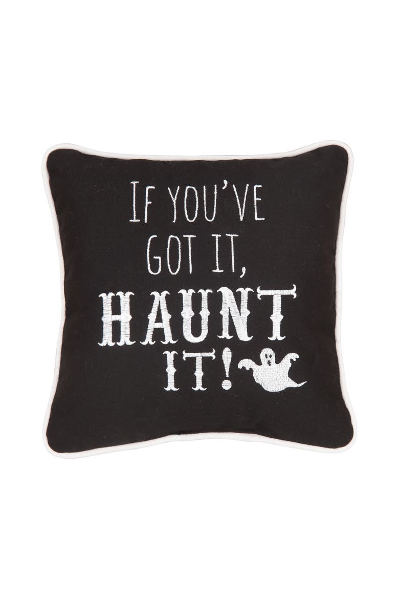 If You've Got Haunt It Embroidered Halloween Small/Petite Accent Pillow, 10" x 10", Main, color, Black