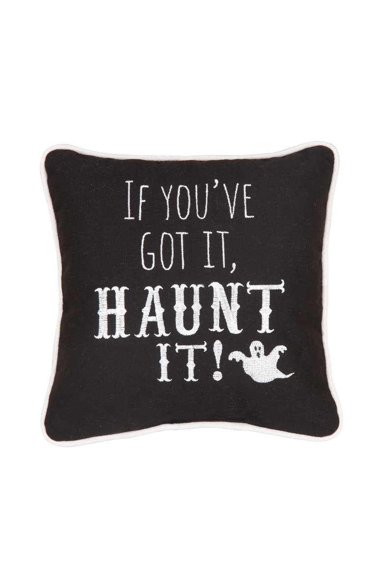 C&F Home If You've Got Haunt It Embroidered Halloween Small/Petite Accent Pillow, 10" x 10", Main, color, Black