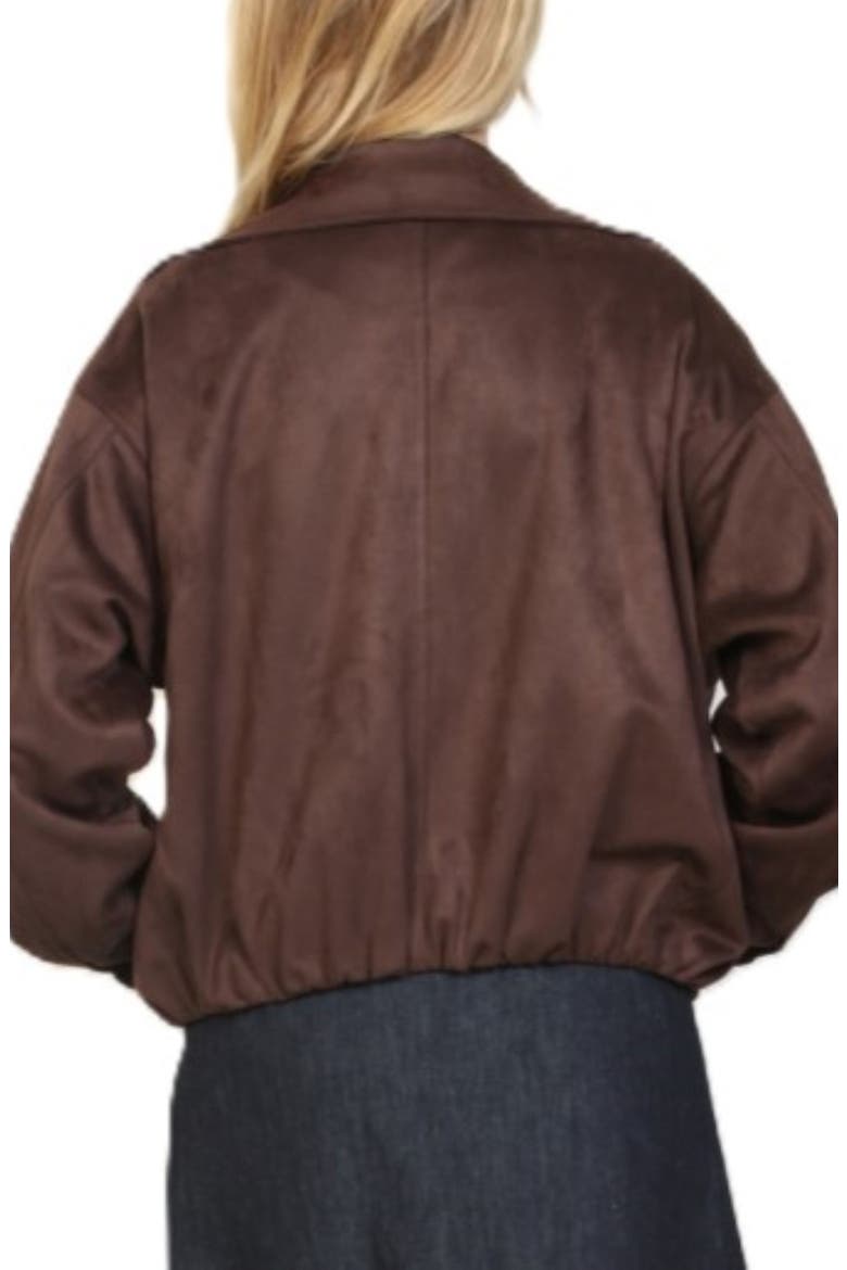 Brushed Faux Suede Funnel Neck Jacket, Alternate, color, HOT FUDGE