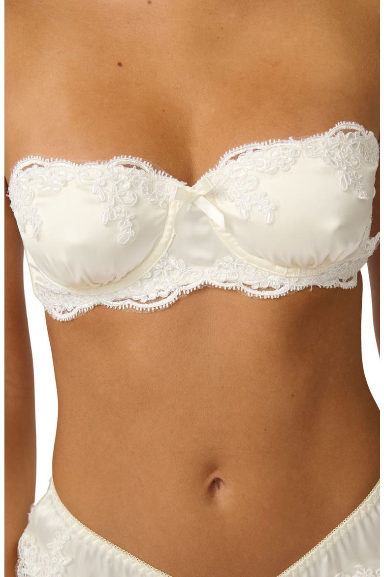Cinderella Lace Trim Underwire Strapless Satin Bra, Alternate, color, ANTIQUE