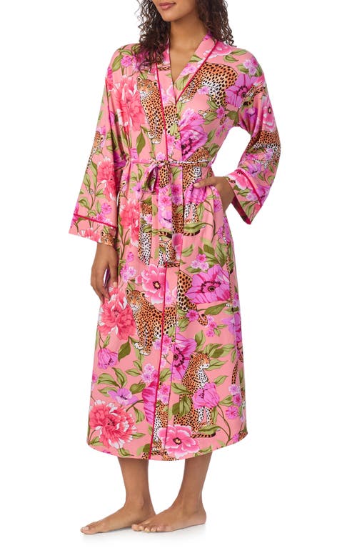 Room Service Pjs Print Long Robe In Pink