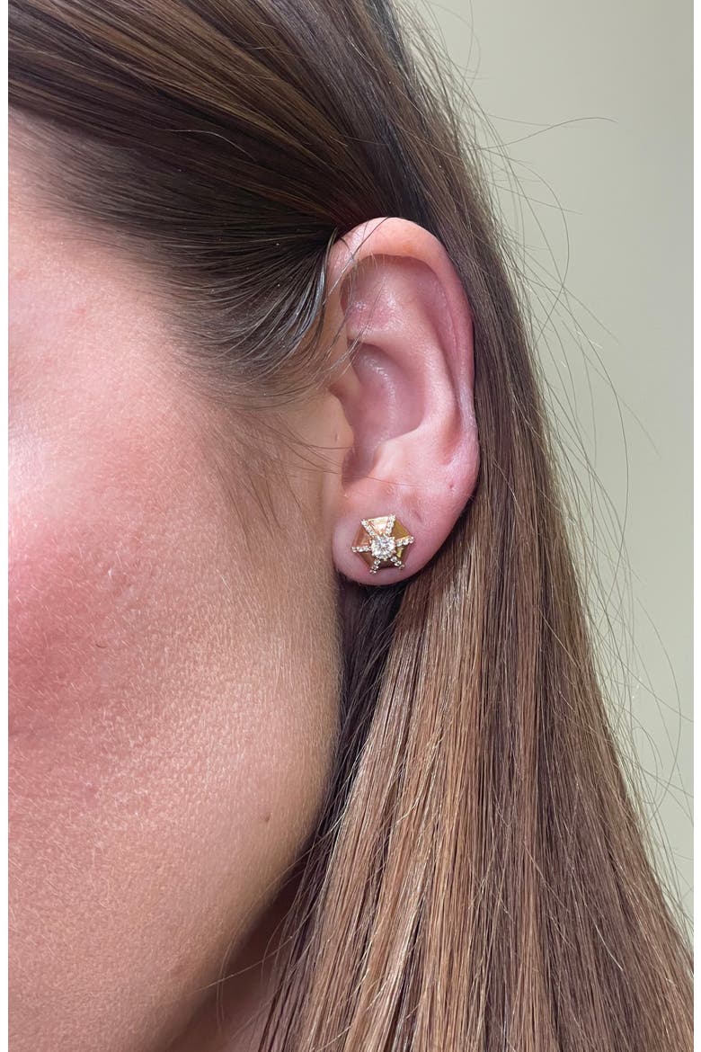 Queen Hexagon Stud Earrings, Alternate, color, CLEAR