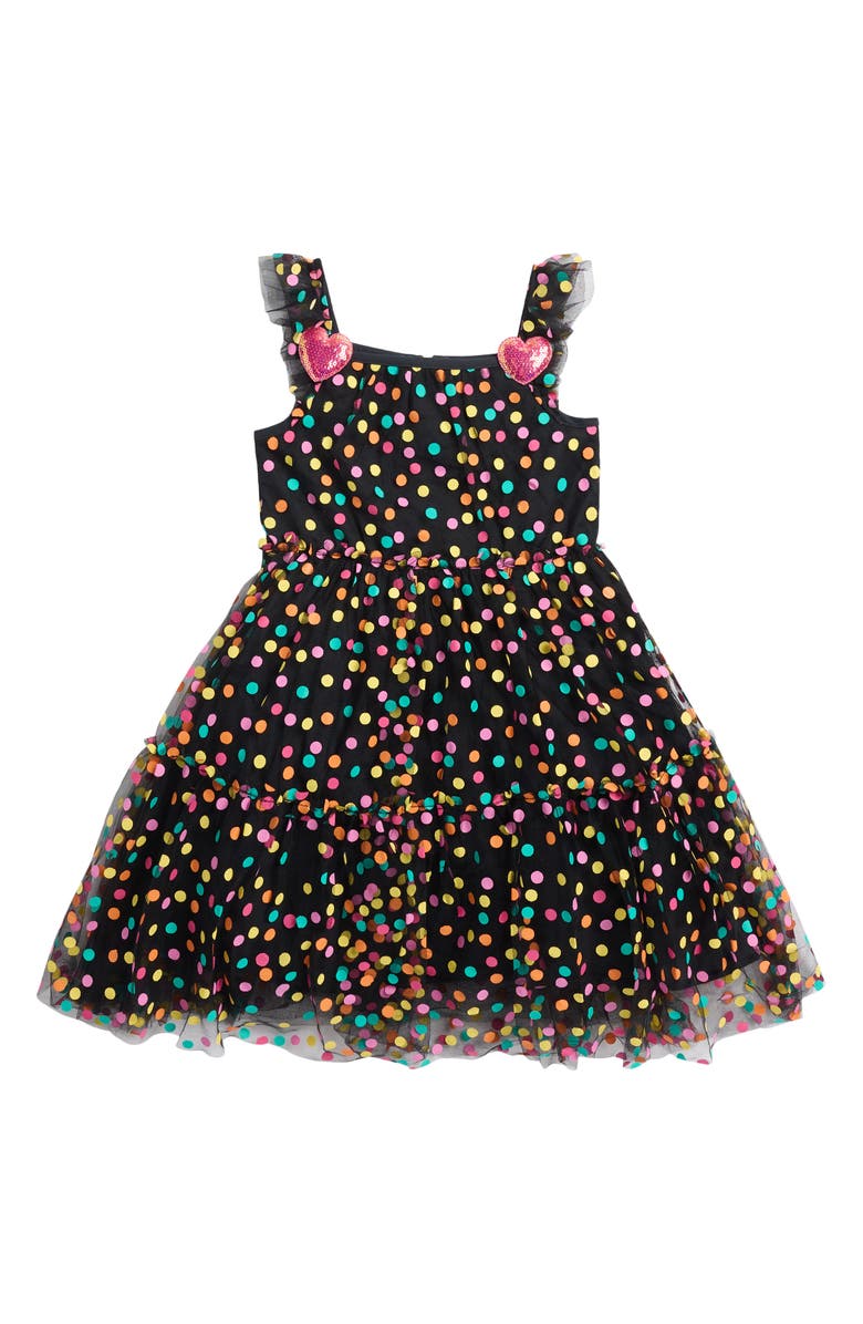 Betsey Johnson Kids' Polka Dot Mesh Party Dress, Main, color, 