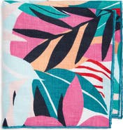 CLIFTON WILSON Floral Linen Pocket Square