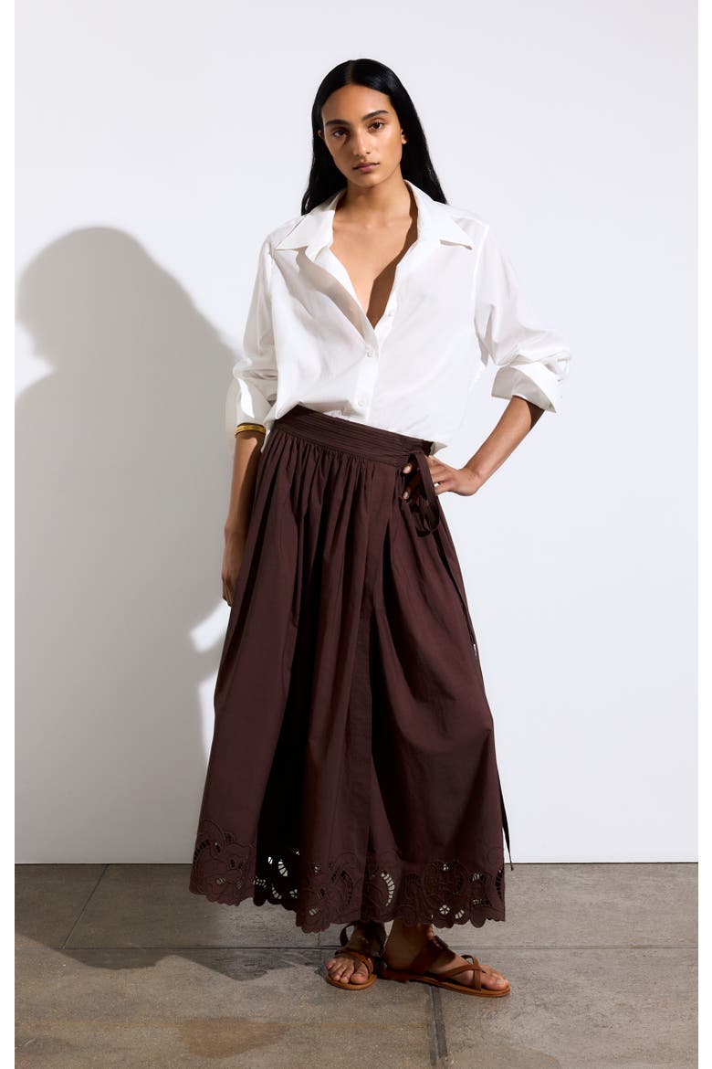 Guillaume Wrap Maxi Skirt, Alternate, color, Chocolat