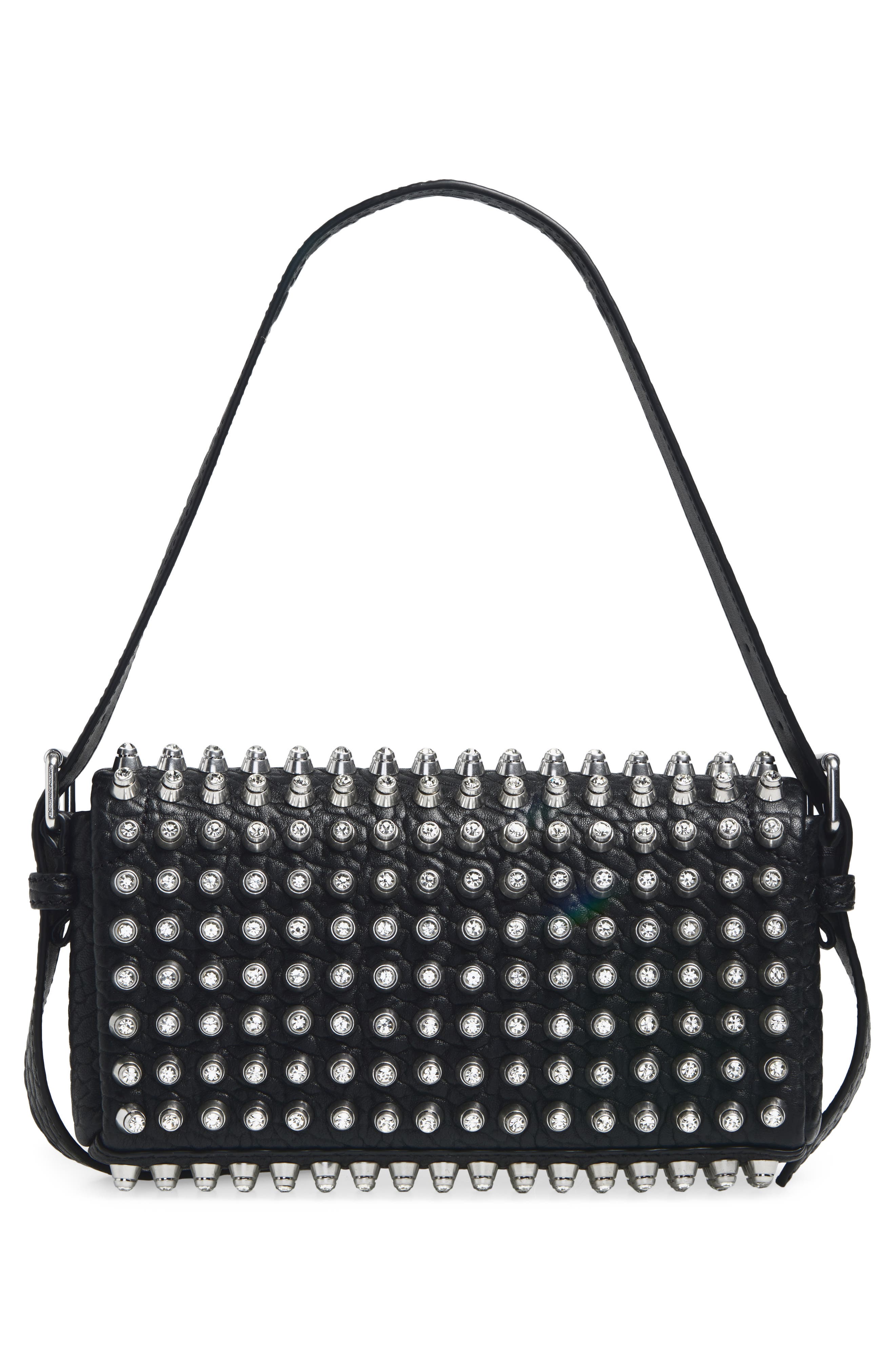 Alexander Wang Slim Ricco Crown Studded Leather Shoulder Bag, Alternate, color, Black